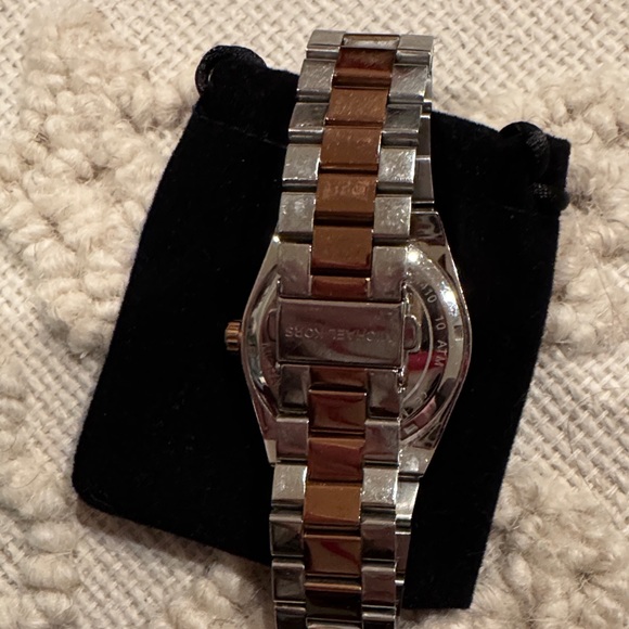 Michael Kors Red Dial Silver and Gold Women's Watch - Picture 2 of 6